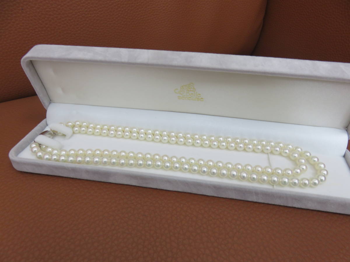 ＃5668　2連パールネックレス　約5㎜粒　ケース入り　USED品