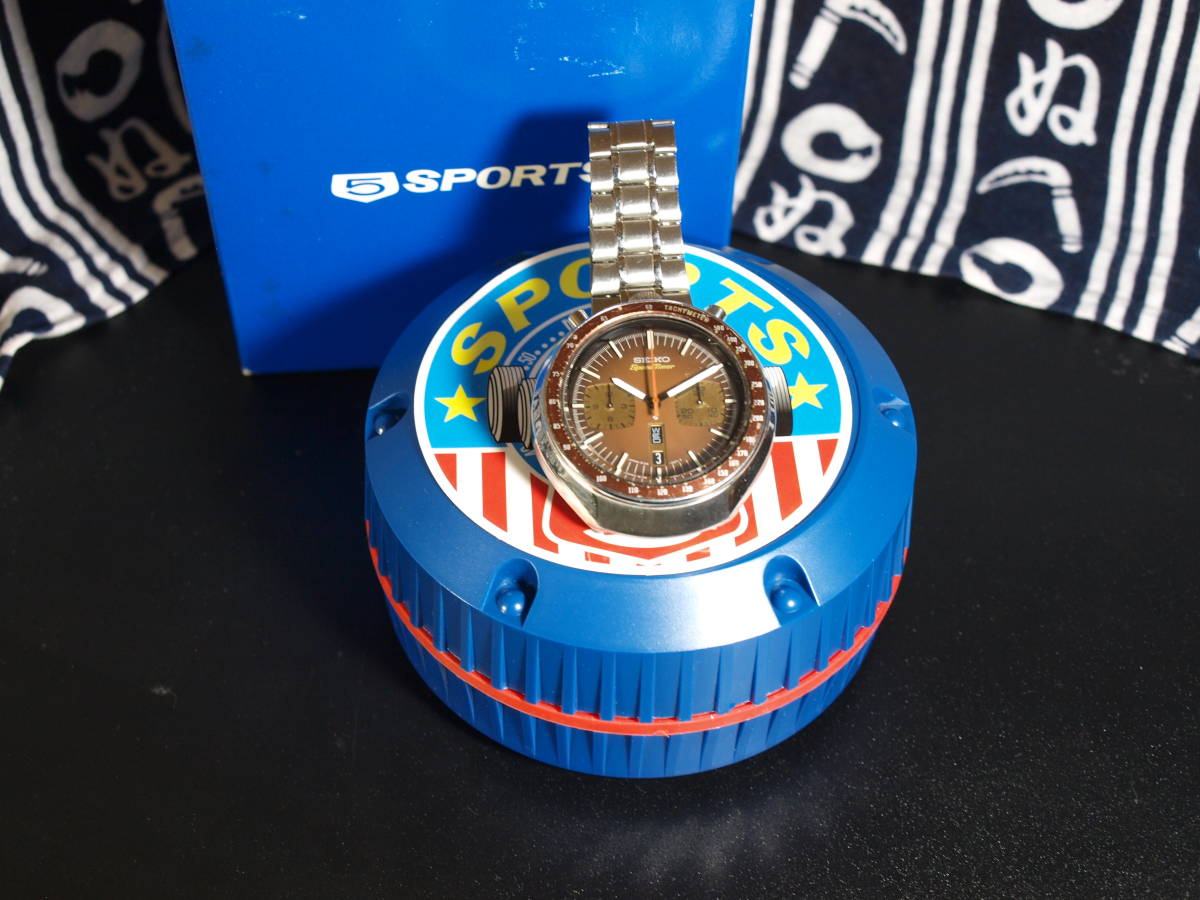 セイコースピードタイマー 1975年製造 茶馬 クロノグラフ 限定箱付き 