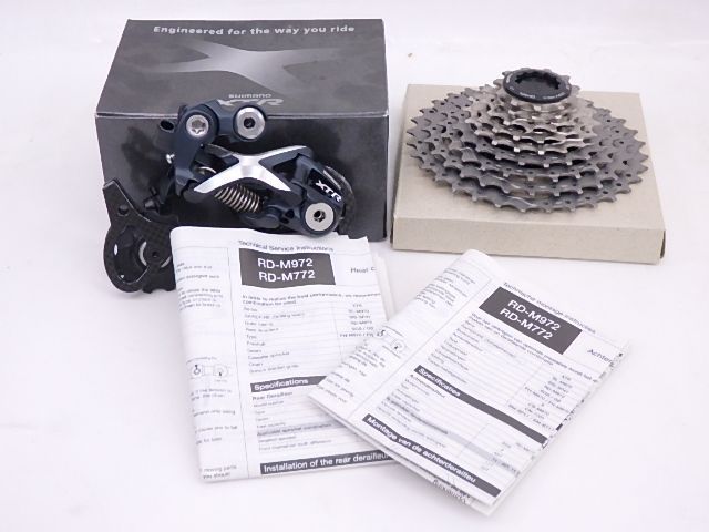 SHIMANO/シマノ MTB用リアディレイラー XTR RD-M972 GS D-ATT/カセット GS-M970 9S 11T32 セット § 60189-5