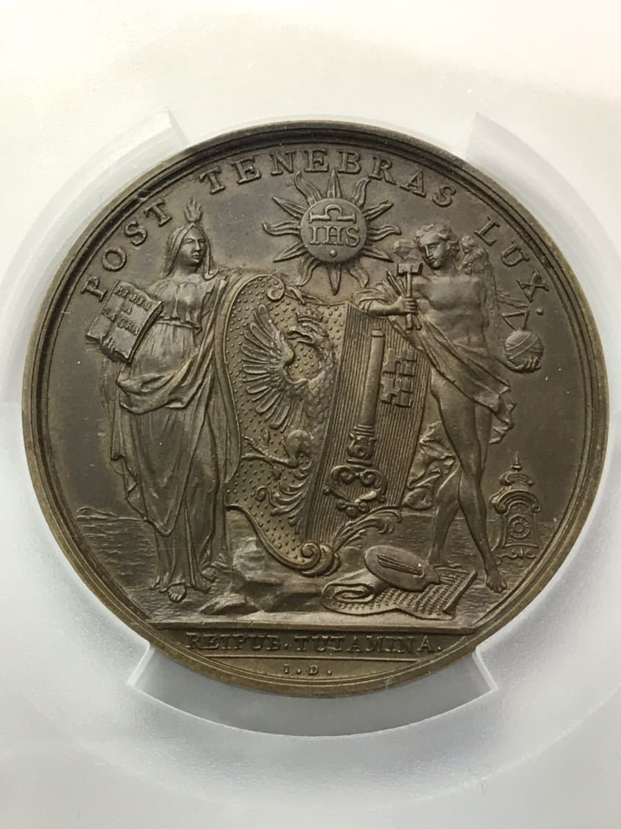 ○スイス銅メダル 1942年POST TENEBRAS LUX（暗闇の後の光）コイン