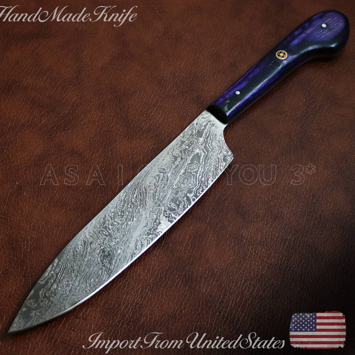 アウトドア ☆1円~!希少カナダ製ダマスカス鋼 アウトドアナイフ knife 