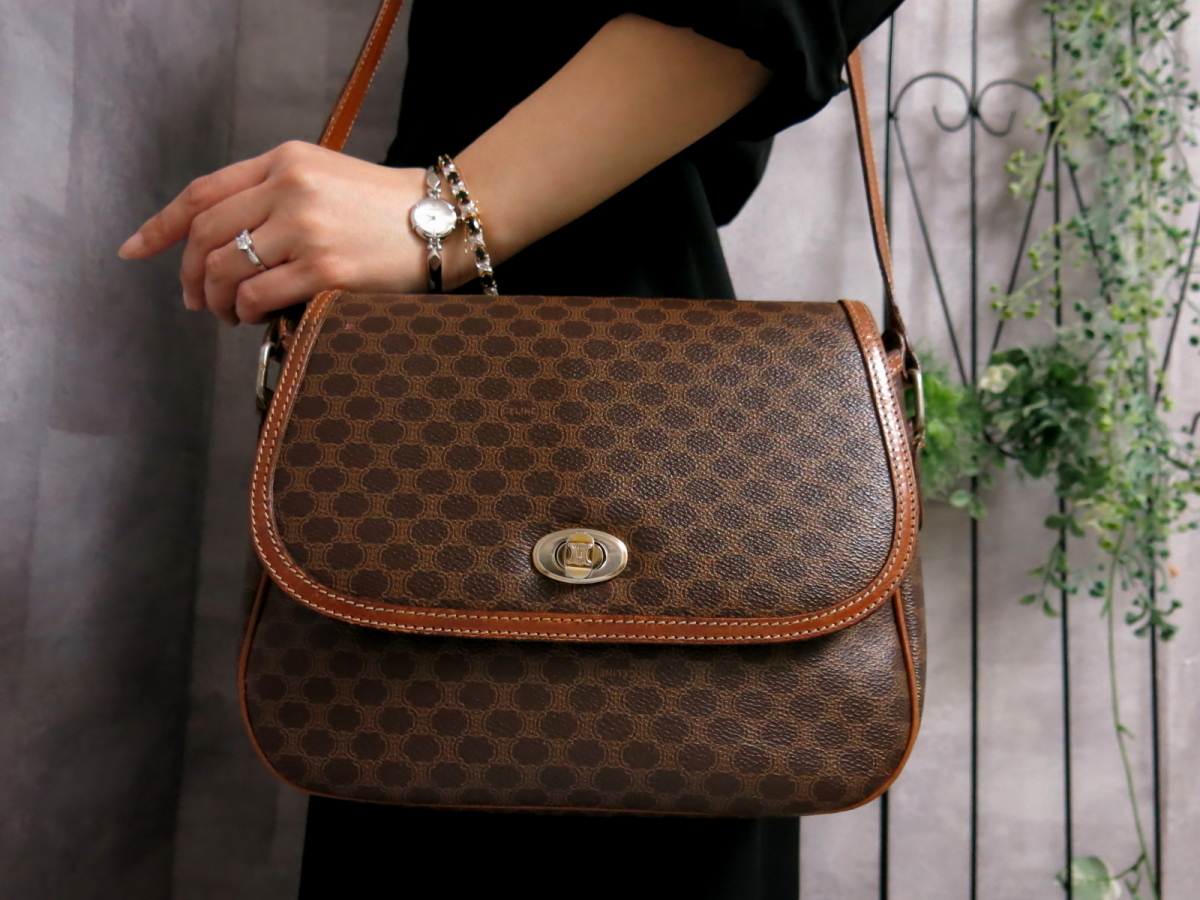 ○CELINE オールド セリーヌ○マカダム ブラゾン○PVC レザー 本革 