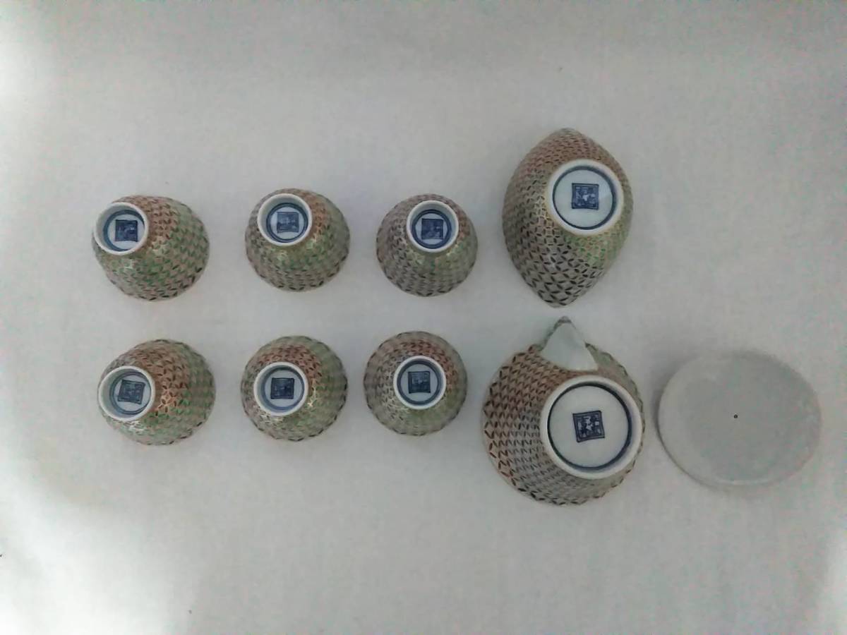 ◇未使用◇京焼 平安吉兆造 色彩天古紋 煎茶器揃