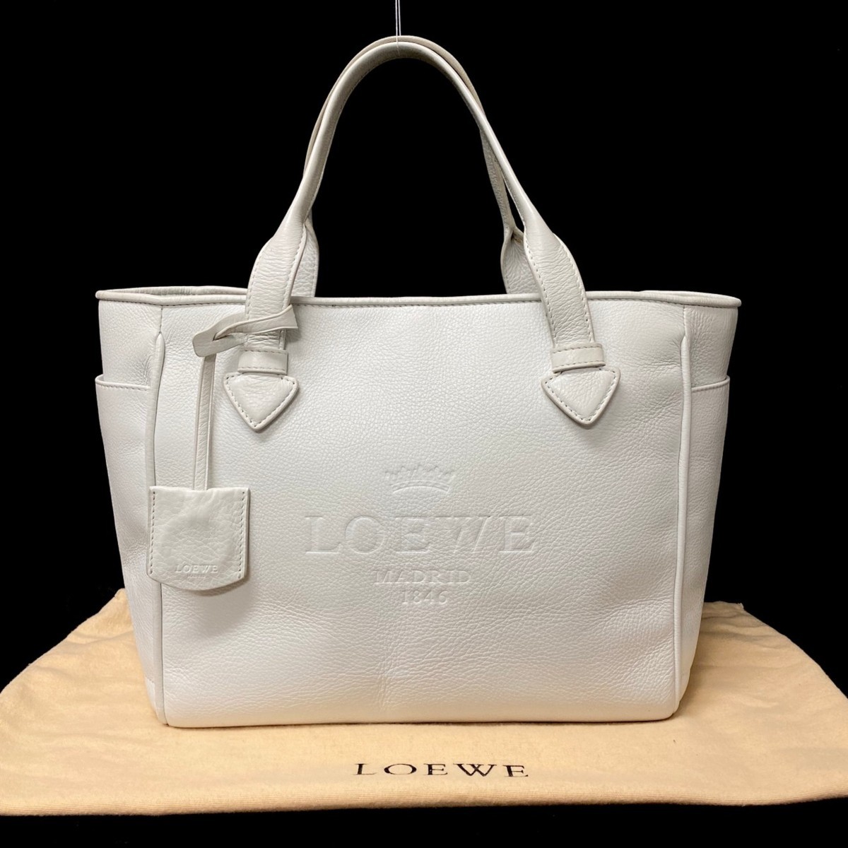 ■ 1円 極 美品 保存袋付き ■LOEWE ロエベ アナグラム ヘリテージ レザー スモール トートバッグ ハンドバッグ 手提げかばん