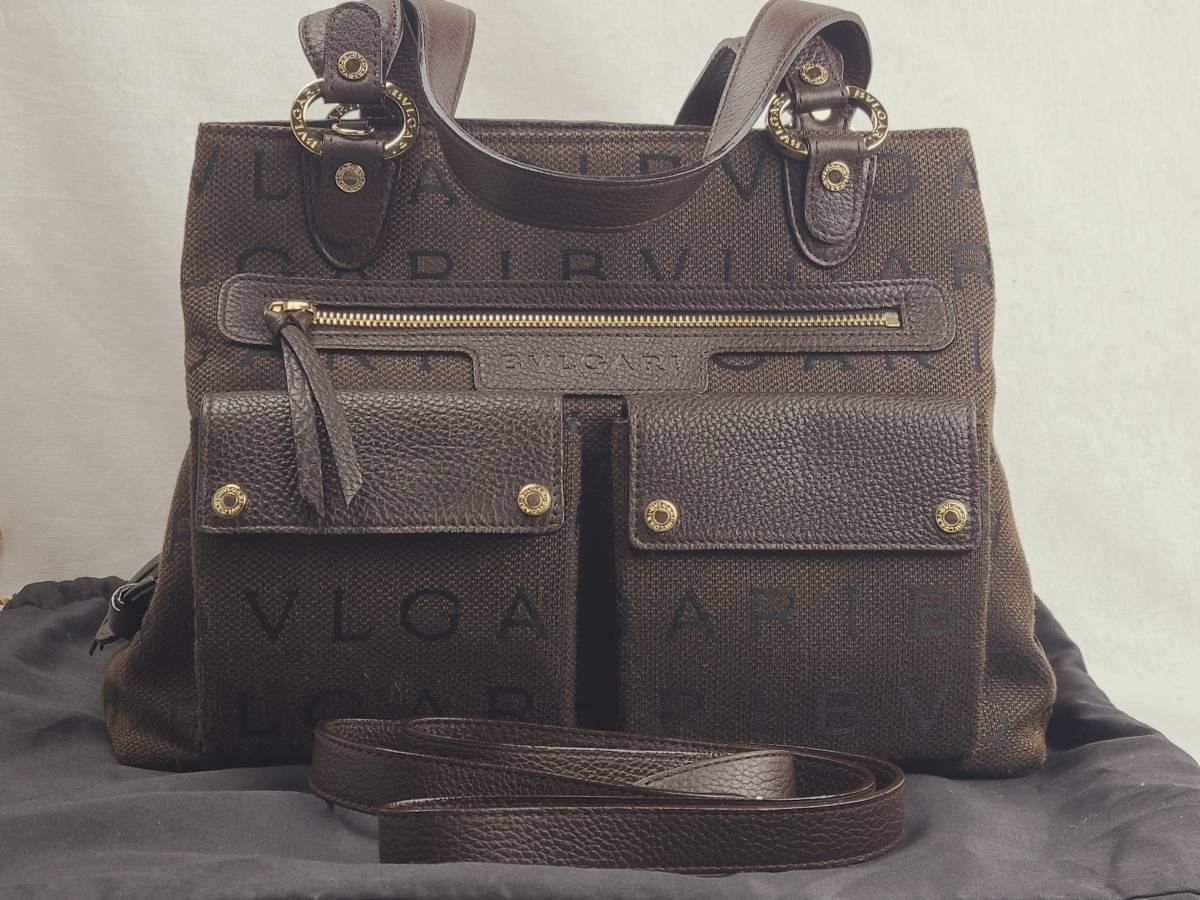 ☆美品/1円スタート☆ BVLGARI/ブルガリ 【ロゴマニア】 キャンバス