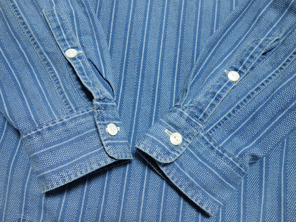 RRL INDIGO CLOTH ドットストライプ プルオーバー ワークシャツ XS 