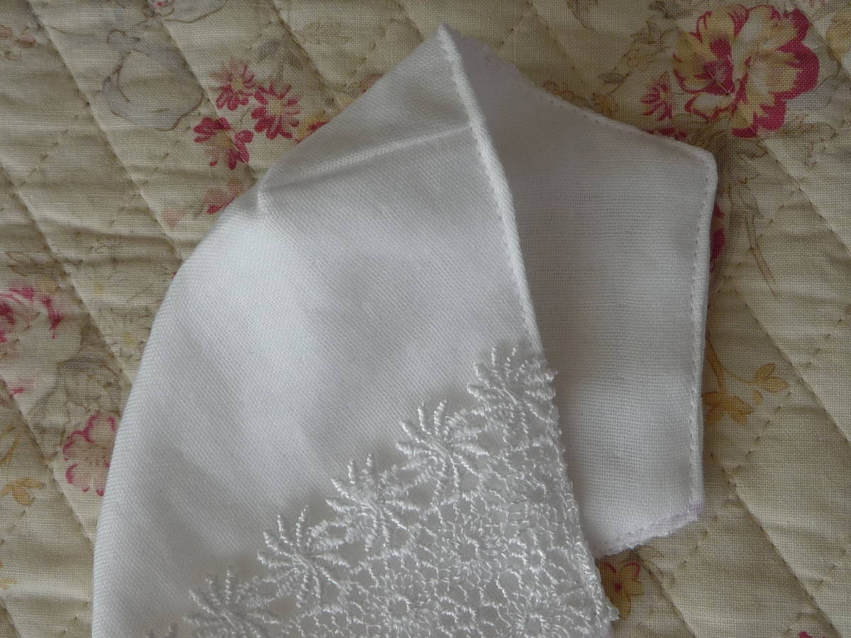 ＊不織布マスク用カバー　立体マスクカバー　ハンドメイド　レース　ダブルガーゼ　白　春の各種行事着用にもオススメです ＊_4