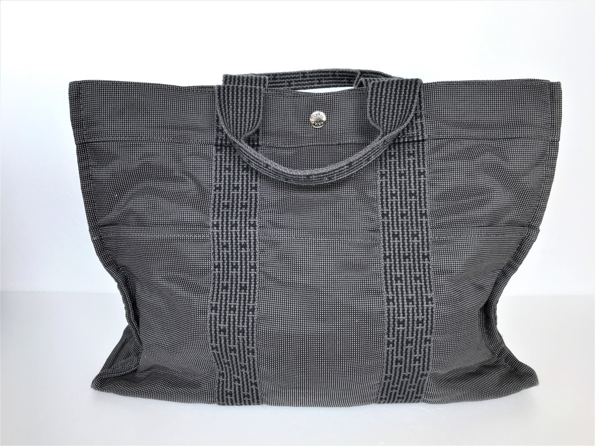 □【YS-1】 エルメス HERMES □ エールライン トートバッグ □ 布 