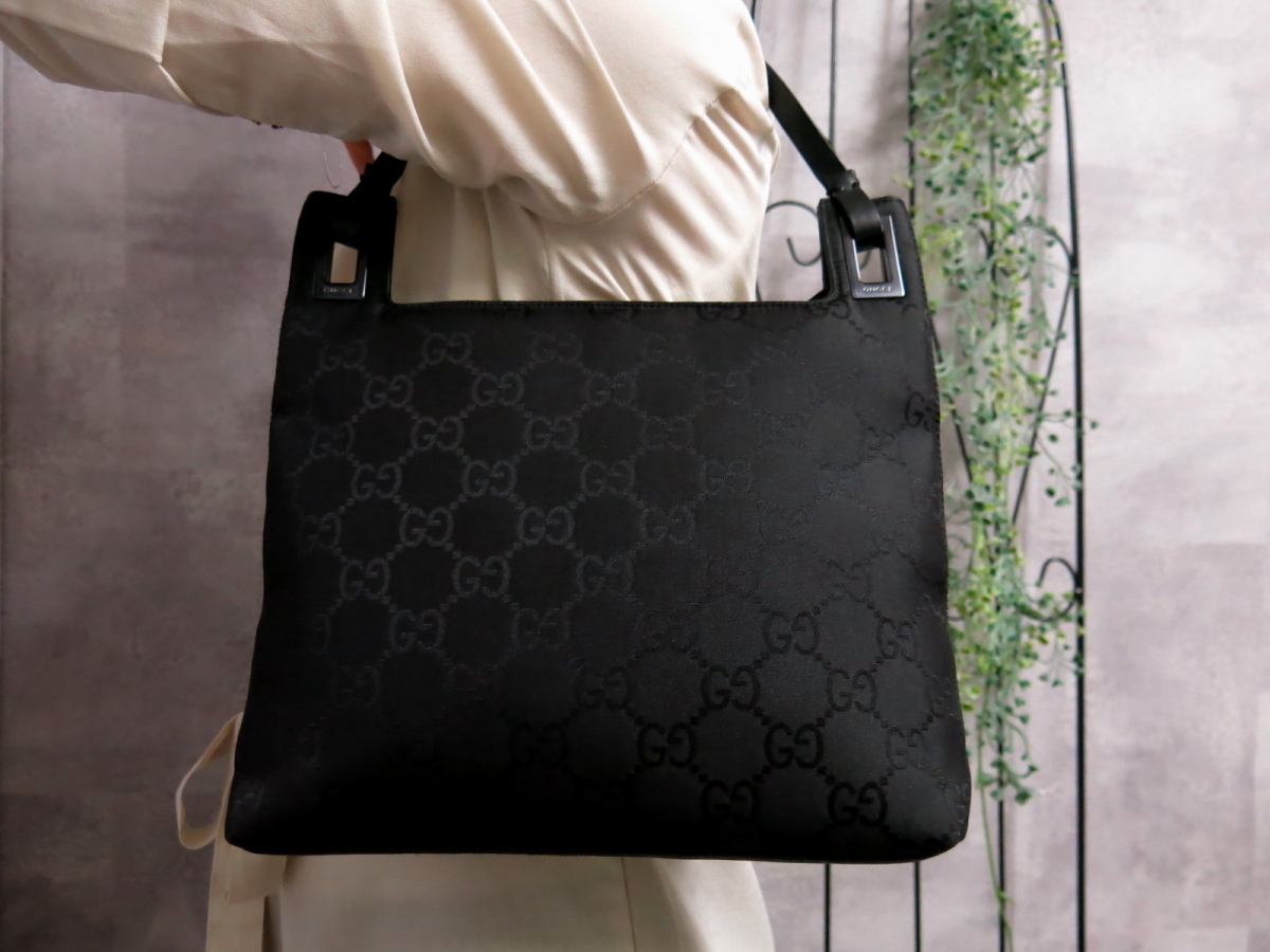 GUCCI グッチ トートバッグ レザー ○超美品○GUCCI GGキャンバス