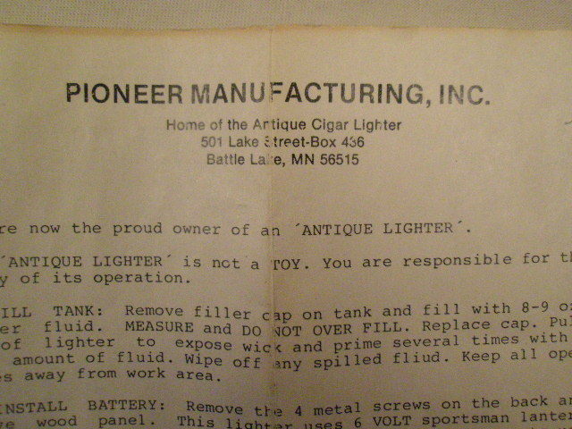 卓上型ライターANTIQUE LIGHTER USA ジャンク品　説明書付き　Handcraftedn the USA _9