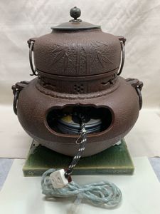茶釜 敬典作 鬼面風炉 敷瓦付き きよかっ 