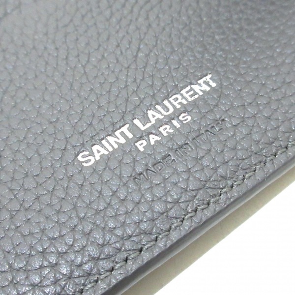 サンローラン ダークグレー レザー マネークリップ