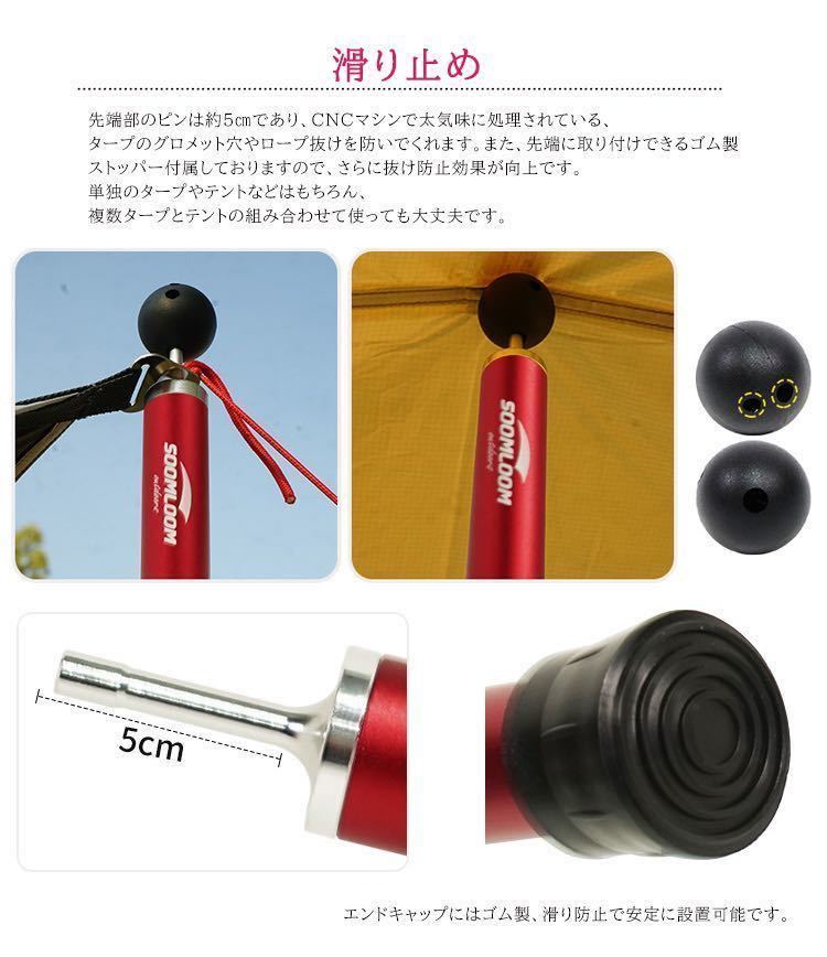 タープポール Soomloom正規品 テント アルミニウム合金 直径28mm ポール 頑丈 収納袋付き_4