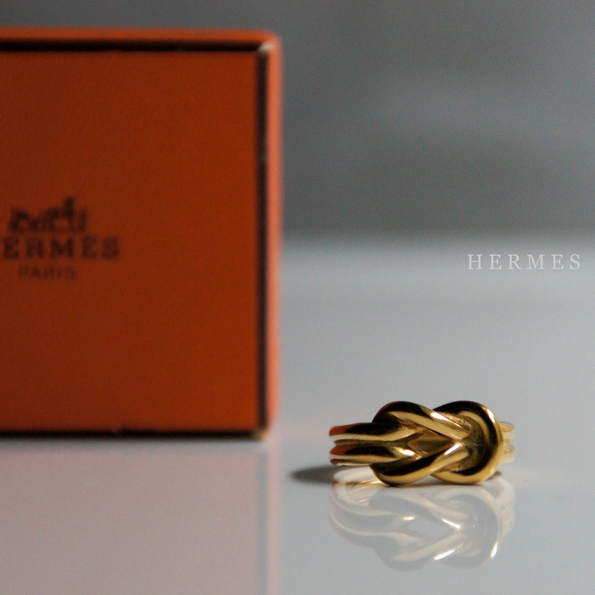 エルメス HERMES アタメ スカーフリング ゴールド メタル 箱付 - 箱