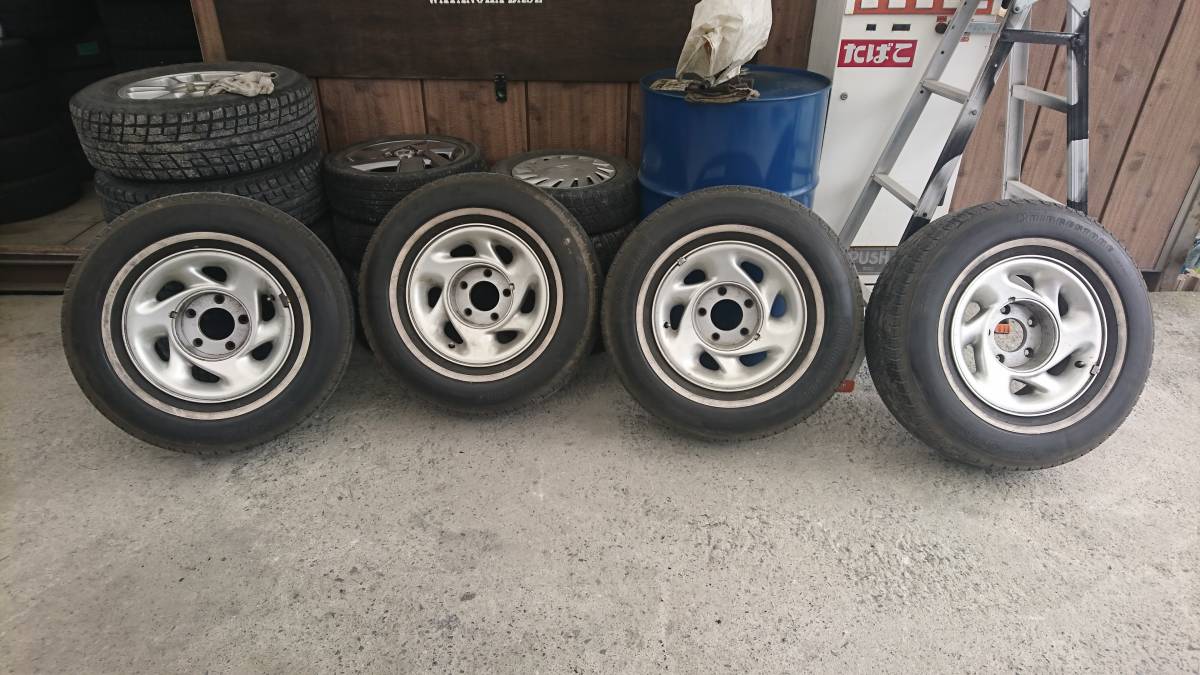 【セール，定番】 ブリジストン ホワイトリボン 235/75/R15/105S ダッジバン 15インチ 7J ホイール付き 4本セット(ラジアルタイヤ)｜売買されたオークション情報、yahooの商品情報をアーカイブ公開 - オークファン 5穴