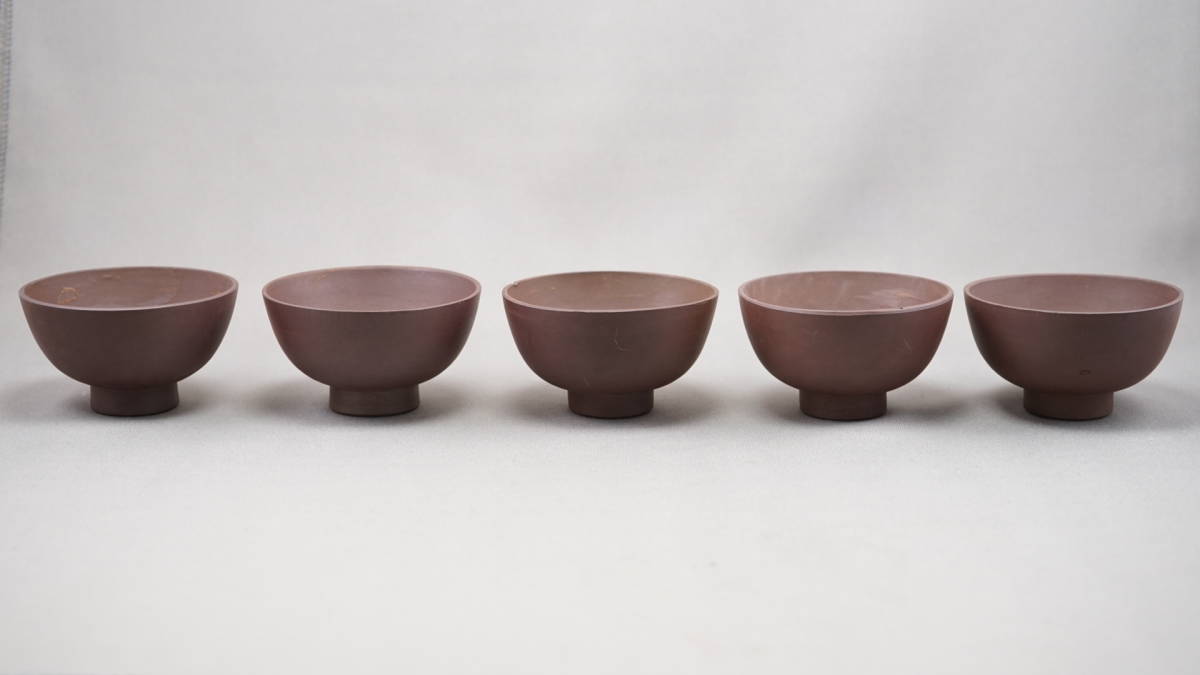 0423-10 唐物 朱泥 急須 茶碗 五客 在銘 煎茶道具 中国古美術 古玩