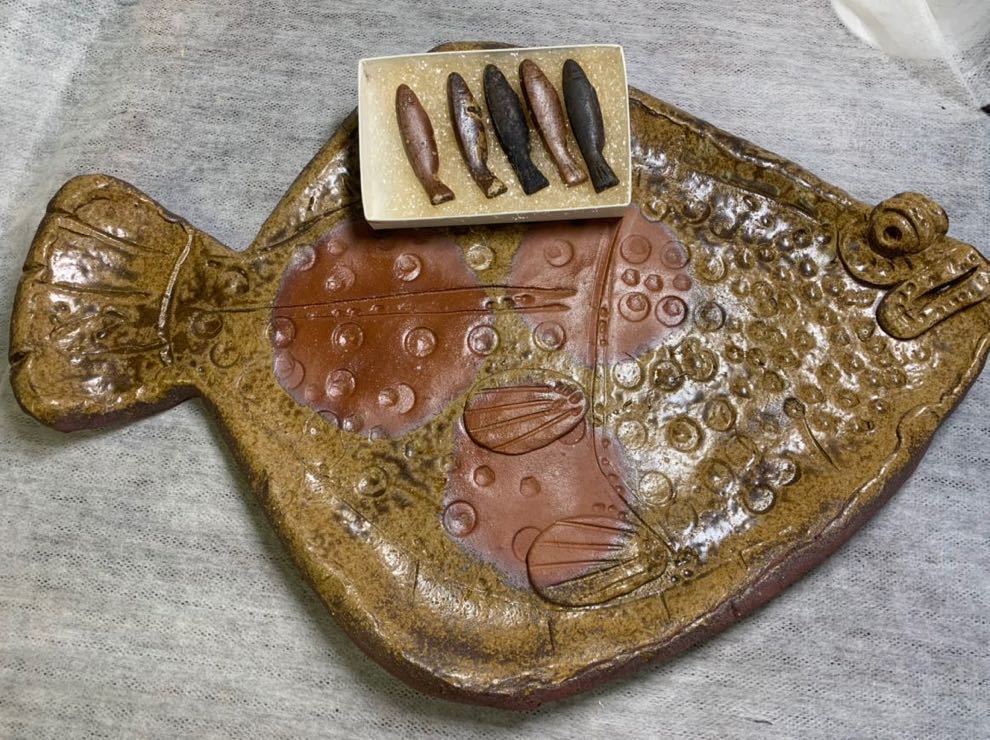 備前焼　ヒラメの大皿（未使用品） 備前焼 大皿 箸置き 備前焼 ヒラメ大皿 箸置き 【公式通販】