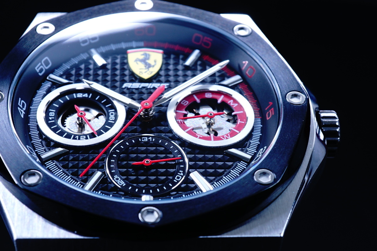 1円×2本 SCUDERIA FERRARI【スクーデリア・フェラーリ】FERRARI公式腕時計/新品本物 ASPIREマルチファンクションオクタゴンベゼル50m防水