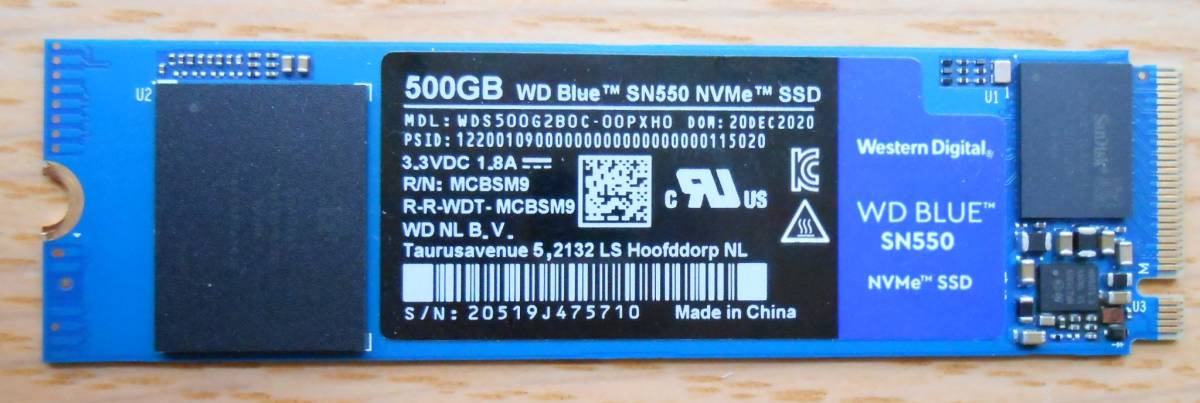 WD Blue SN550 NVMe SSD 2TB 動作確認済み 使用時間僅か
