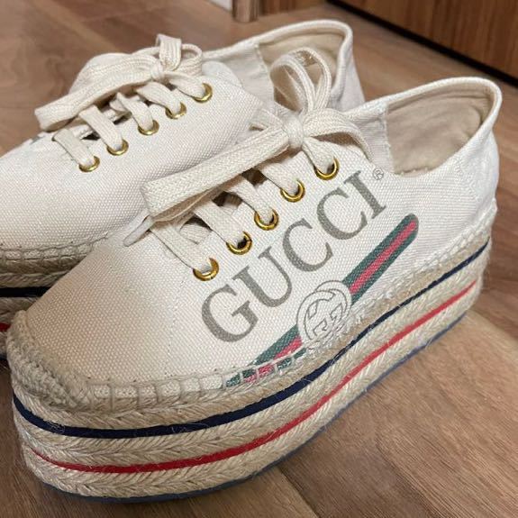 GUCCI グッチ 厚底スニーカー ロゴプラットフォーム　エスパドリーユ　 35 22.5