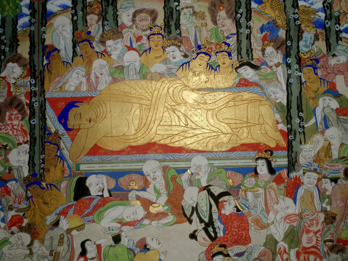 釈迦涅槃図 | 無落款大名品 大幅 掛軸（仏画） - 江戸時代 文化遺産 