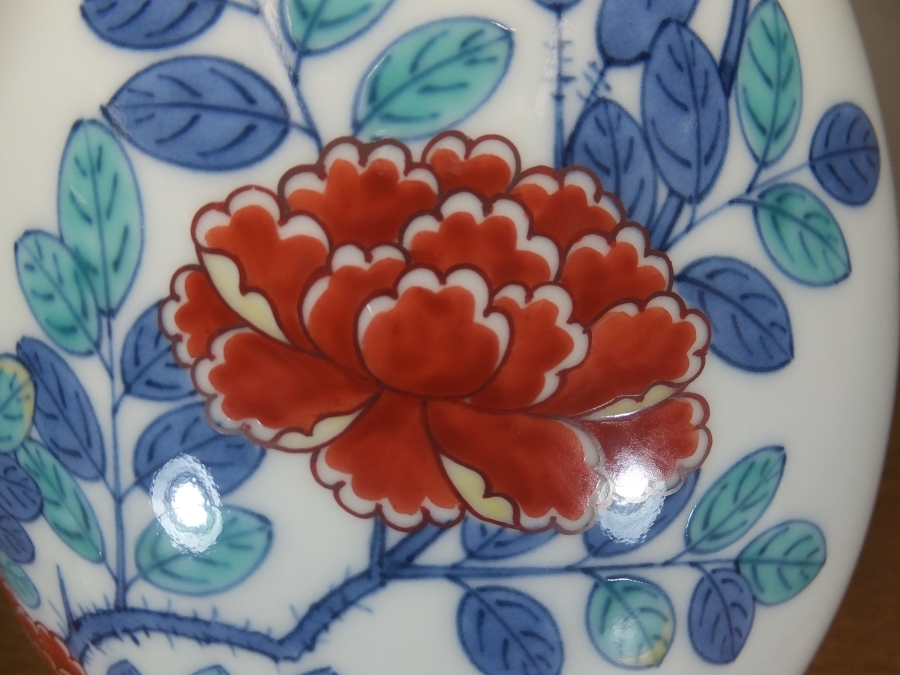 真作保証】 13代 今泉今右衛門 色鍋島薔薇絵花瓶 人間国宝 重要無形