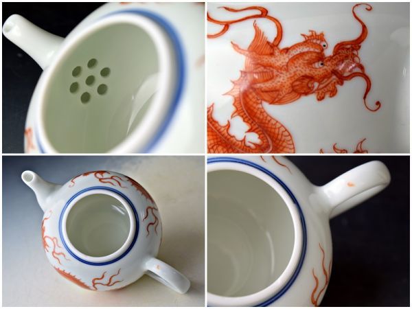 A912 在銘 色絵 龍紋 茶壷 急須 茶道具 台湾 蔡曉芳 暁芳窯 蔡暁