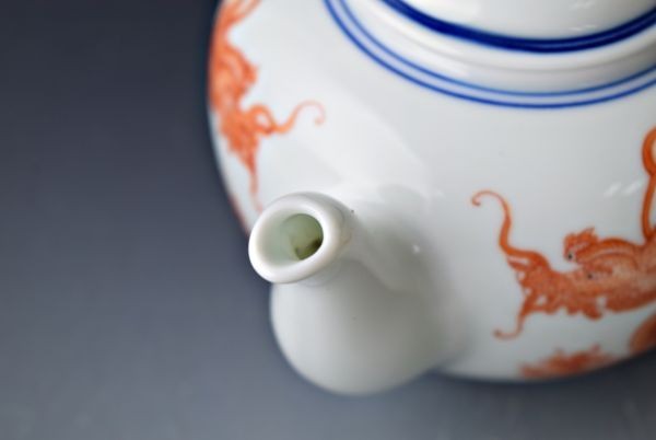 A912 在銘 色絵 龍紋 茶壷 急須 茶道具 台湾 蔡曉芳 暁芳窯 蔡暁