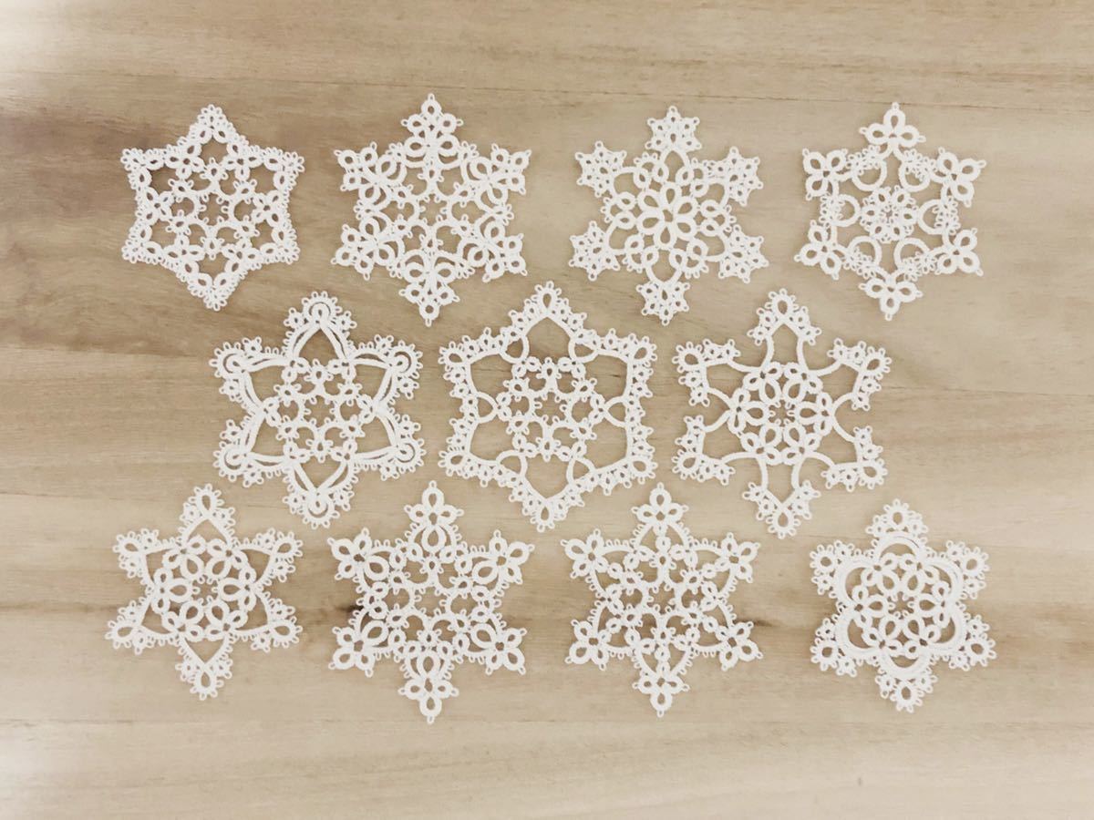 タティングレース 雪の結晶 星 花 桜 モチーフ Handmade 手編み ハンドメイド 手芸素材 レース編み 編物 売買されたオークション情報 Yahooの商品情報をアーカイブ公開 オークファン Aucfan Com