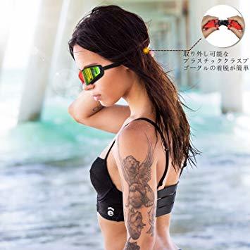 スイミングゴーグル ZealBea Focus スイムゴーグル ミラーゴーグル くもり止め 柔らかいシリコーンクッション付き 紫_6