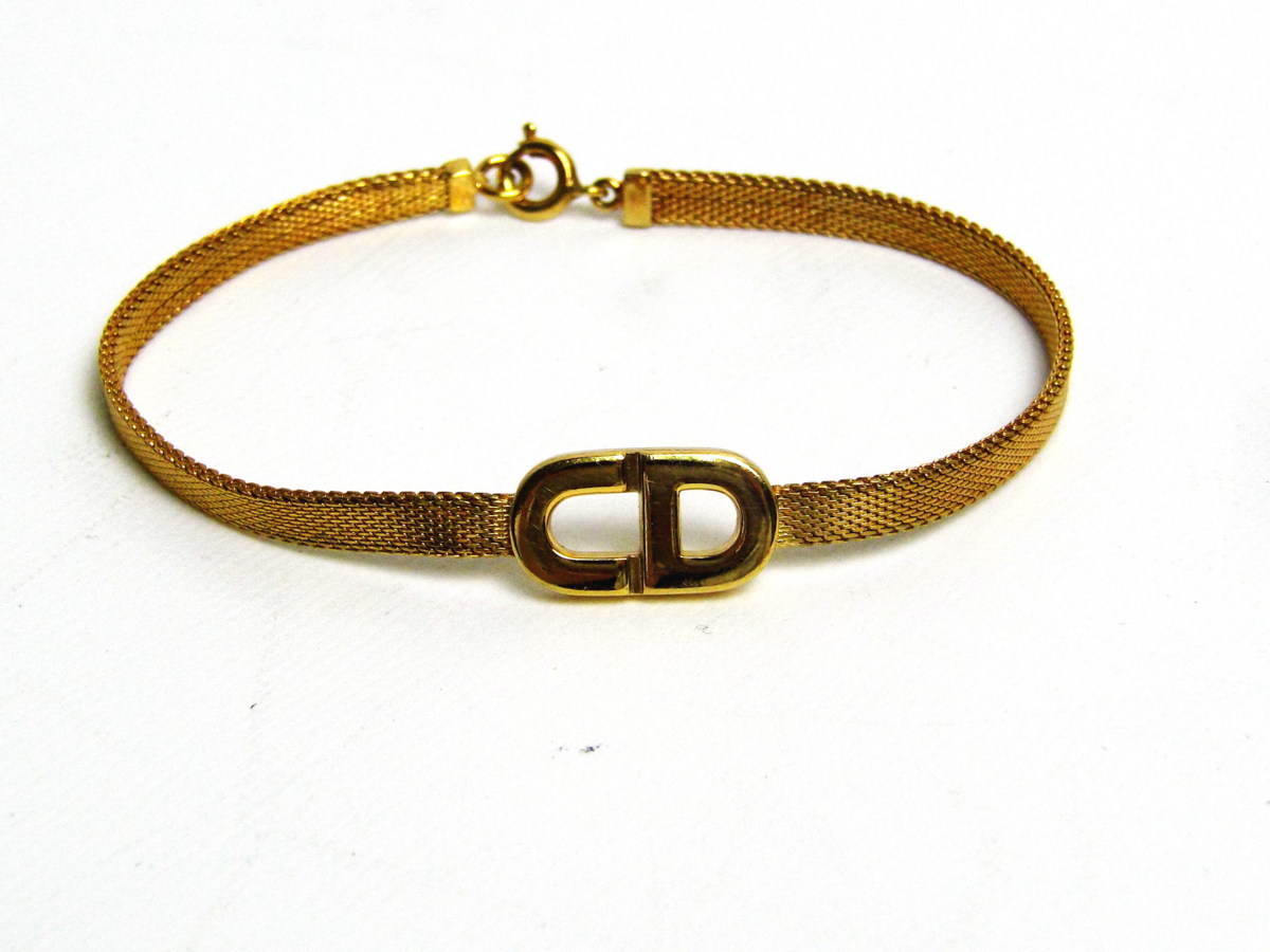 0306-7宮67752 Christian Dior CDロゴブレスレット ゴールド色 