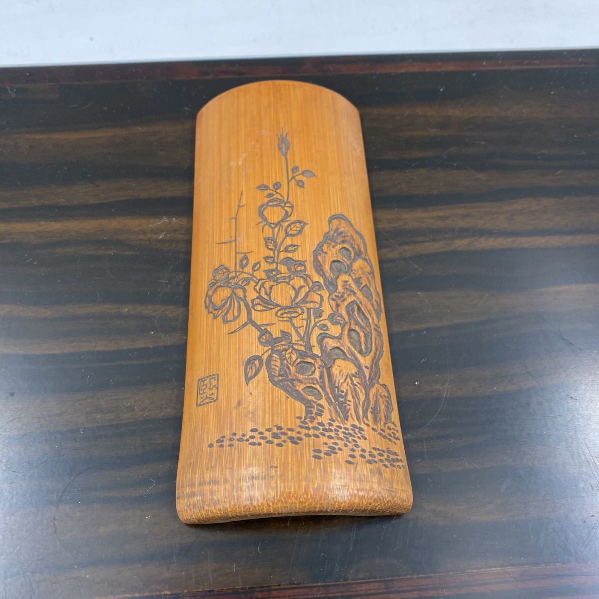 中国古美術/緑泥竹林笹竹紋茶壺/(底款:朱可心)【保存箱付】 朱可心綠泥
