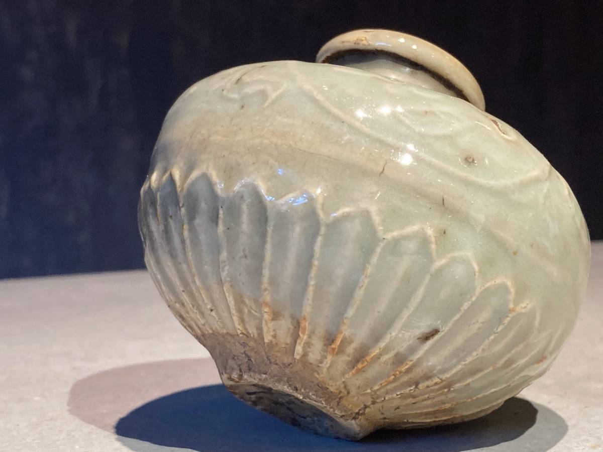 □中国 青磁 古壷 茶入 龍泉窯□宋ー明 龍泉窯 青磁 中国