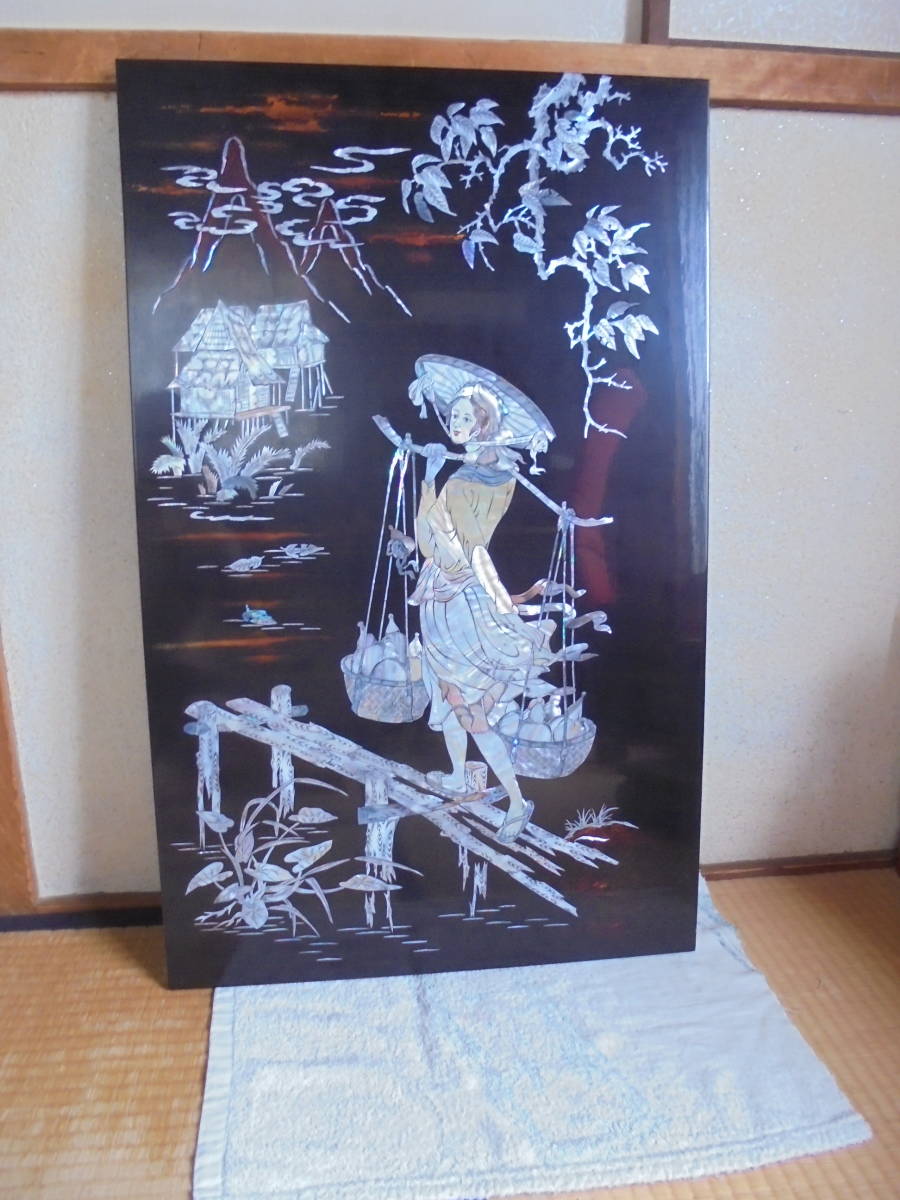 螺鈿 壁掛け 漆 （うるし塗りのミニデザインパネル 螺鈿の天の川