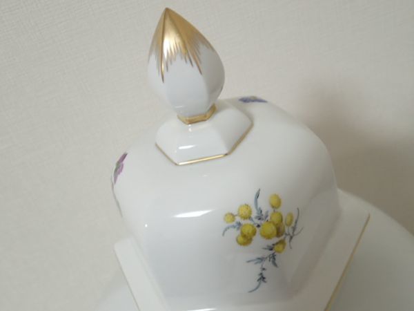 豊2081N/4自〇マイセン Meissen 約45cm 花瓶 フラワーベース 壺 花柄