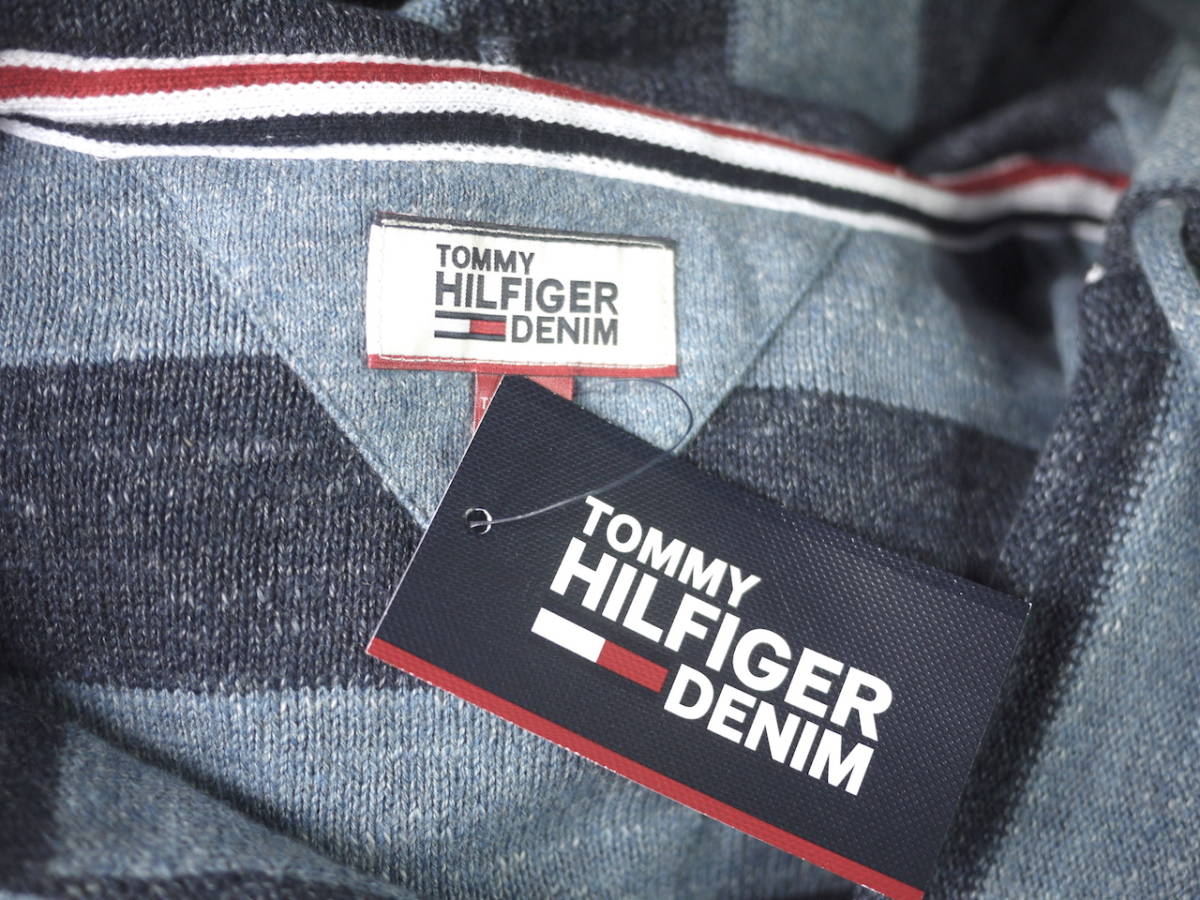 正規新品 XXL/トミーヒルフィガー TOMMY HILFIGER DENIM STRIPE BEACH HOODIE フラッグ 刺繍 ストライプ メキシカン パーカー サマーニット TOMMY トミー ヒルフィガー アームロゴ プルオーバー Embroidered