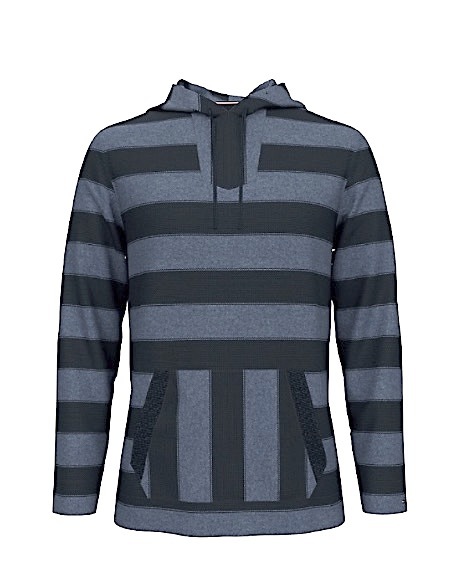 正規新品 XXL/トミーヒルフィガー TOMMY HILFIGER DENIM STRIPE BEACH HOODIE フラッグ 刺繍 ストライプ メキシカン パーカー サマーニット TOMMY トミー ヒルフィガー アームロゴ プルオーバー Embroidered
