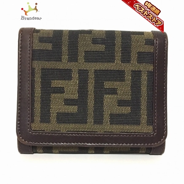 フェンディ FENDI 3つ折り財布 30794 ズッカ柄 ジャガード×レザー