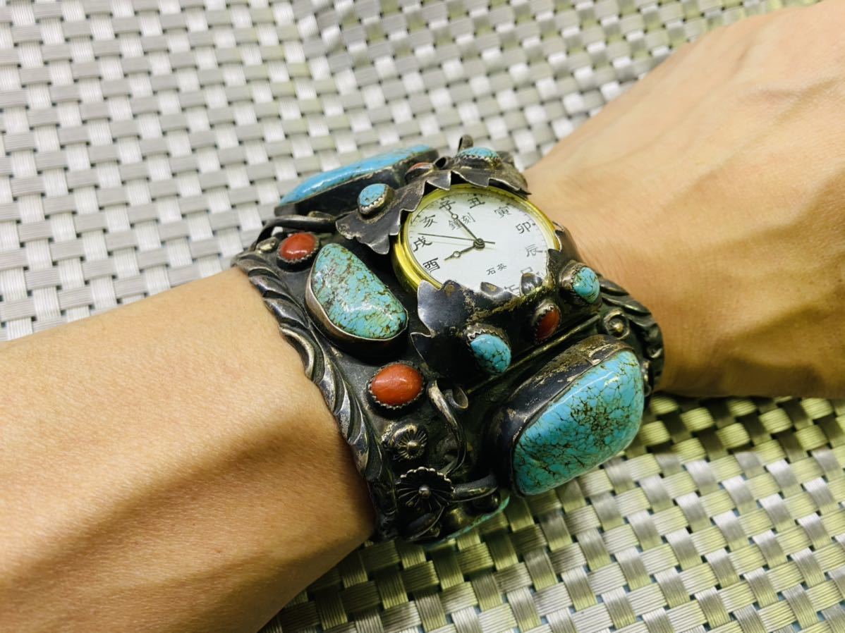 メンズ腕時計 バングル ターコイズ インディアン アクセサリー 腕輪