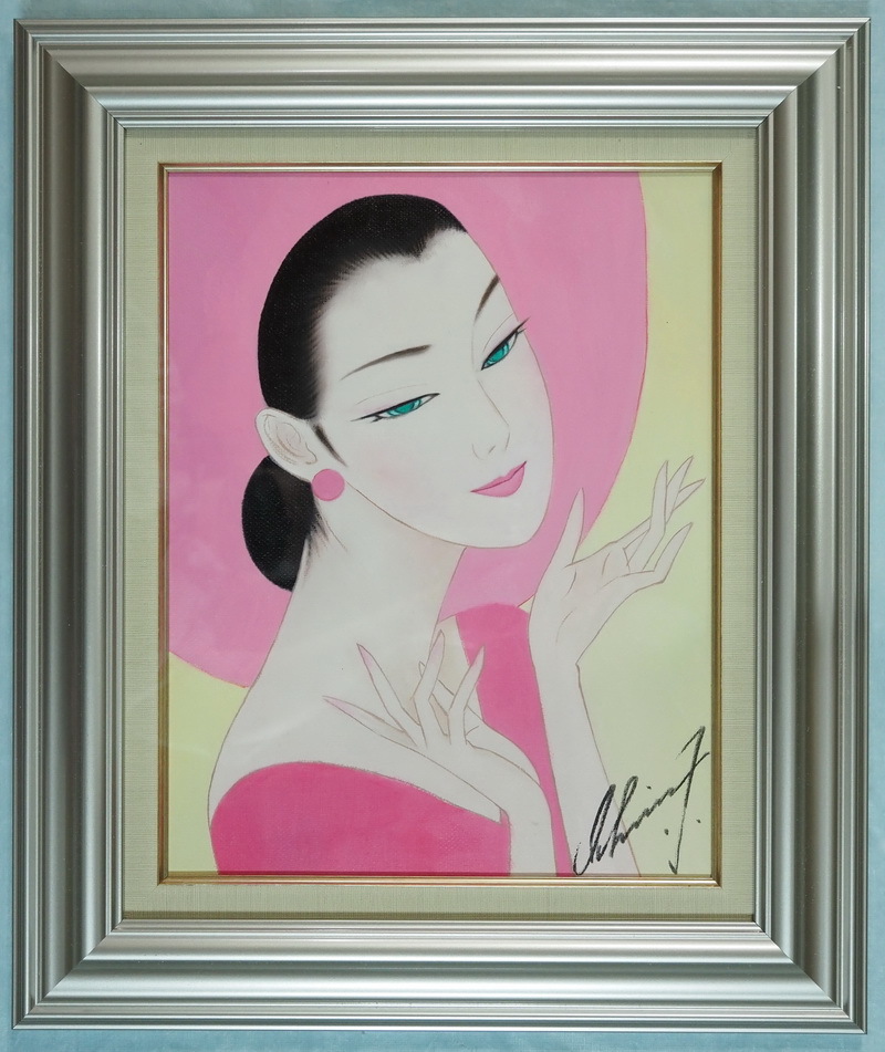鶴田一郎 人物 F6 | 手描き 美人像 油絵 額付き 安い商品を通販サイト