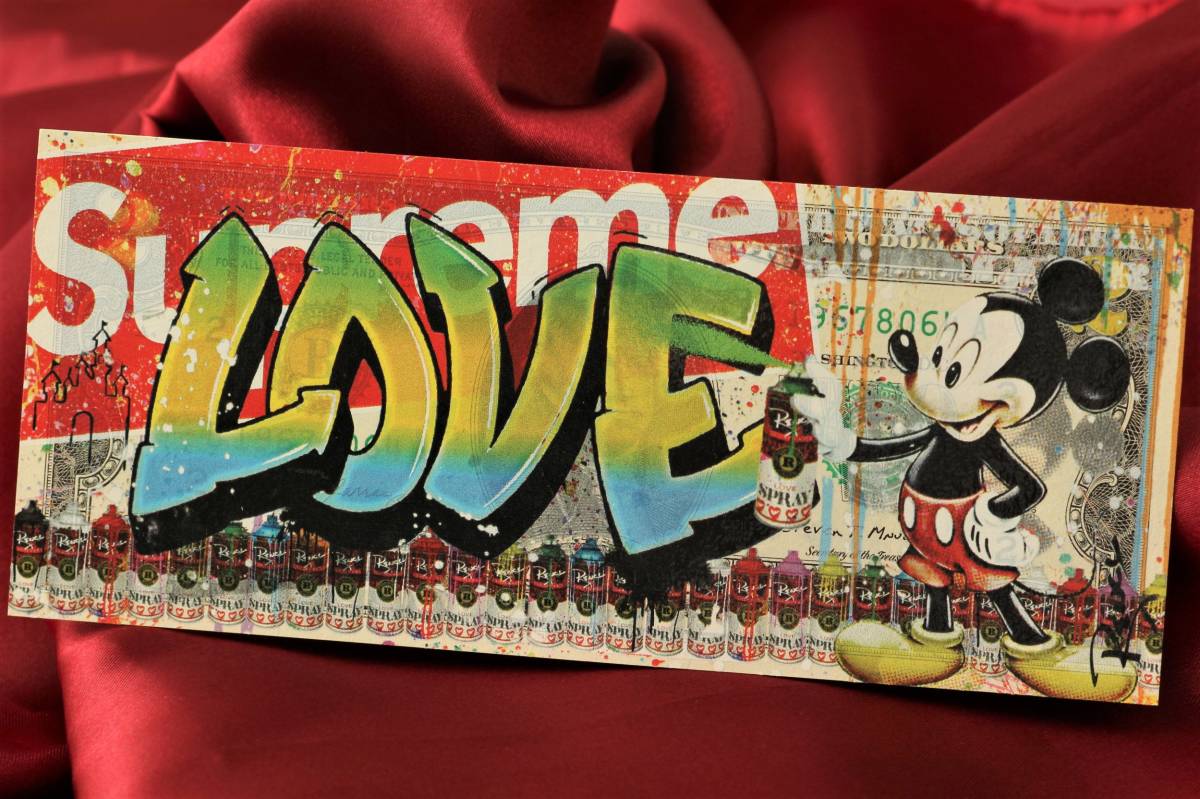 世界限定80枚 レンシー Rency ミッキーマウス Supreme Love 2ドル 紙幣 直筆サイン入り ジグレー版画 バンクシー Banksy 80 版画 売買されたオークション情報 Yahooの商品情報をアーカイブ公開 オークファン Aucfan Com