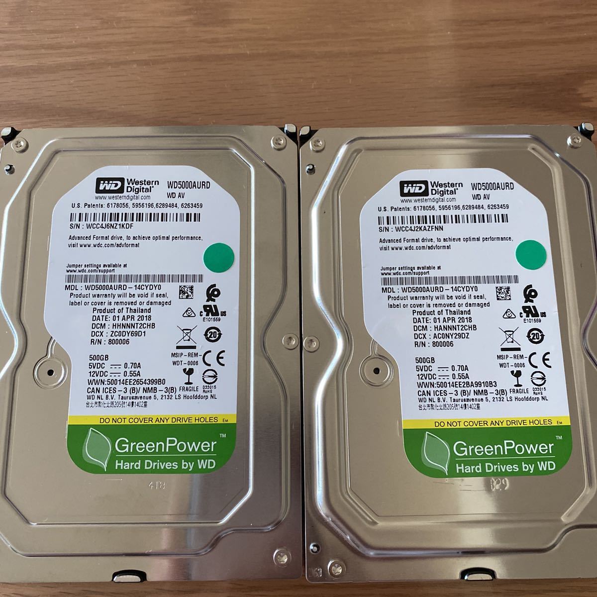 ★WD製 HDD ※WD5000AURD※ 500GB×2個 ★_1