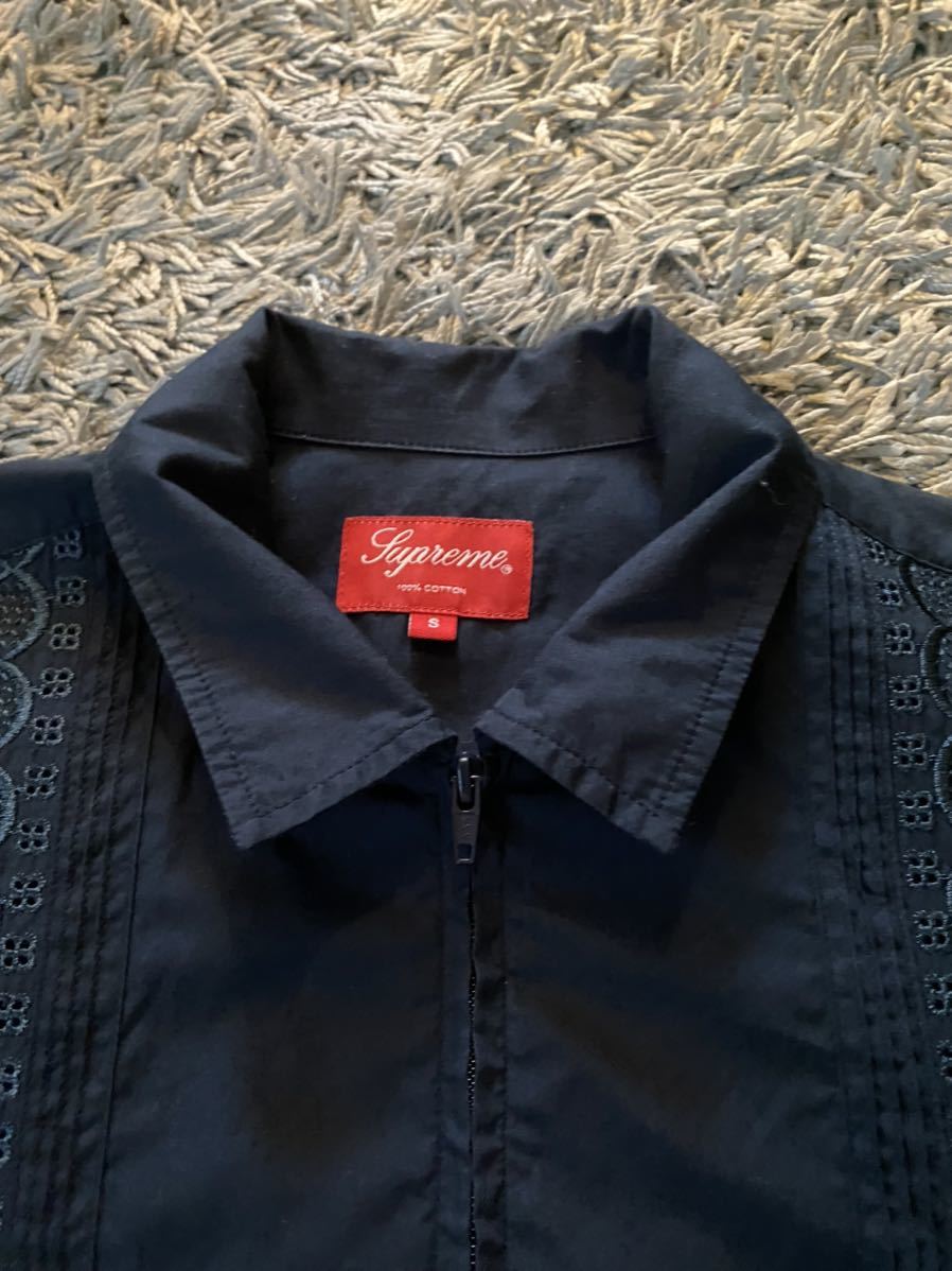 Supreme Zip Front Guayabera Shirt S Navy / シュプリーム 15SS 