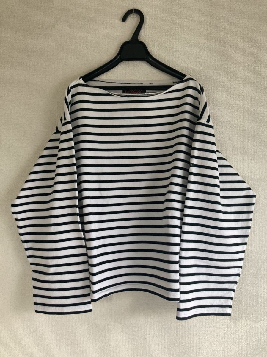 美品 20AW期発売 OUTIL バスクシャツ サイズ2 White×Black Tシャツ