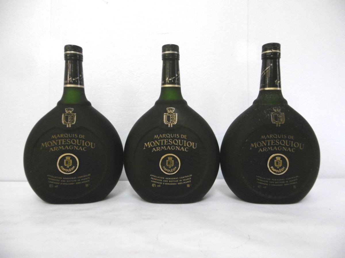 マルキ・ド・モンテスキュー アルマニャック ナポレオン 1000ml 箱付 古酒 古酒 未開栓 3本セット MARQUIS DE MONTESQUIOU マルキ ド