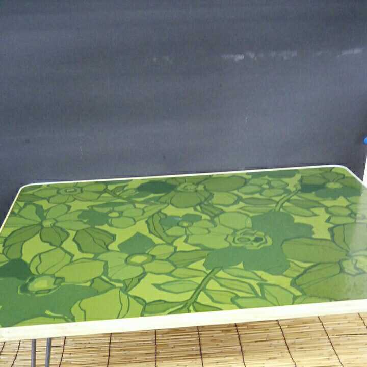 昭和レトロ■グリーン 花柄 折畳み机(ちゃぶ台 座卓)