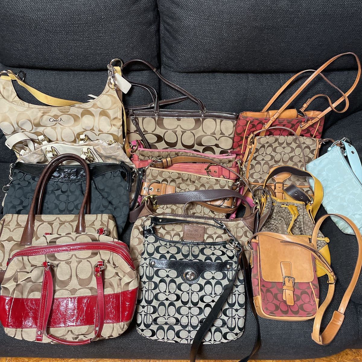 1円スタート COACH コーチ　バッグ　15個セット　まとめ売り　全部シグネチャー　ハンドバッグ　ショルダーバッグ