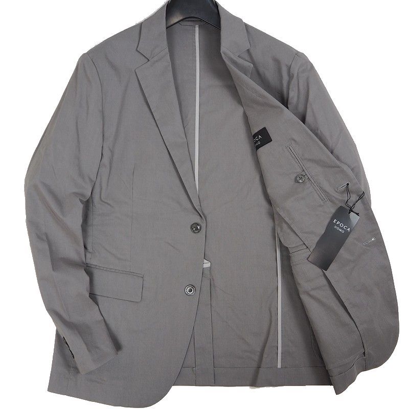 新品 定価4.7万 エポカウォモ リネン混 ラミー ストレッチ ジャケット 50(XL) ブレザー メンズ 春夏 EPOCA UOMO 灰 L528 リネン evam eva ドビーストレッチシャツ 生地の森 ／着