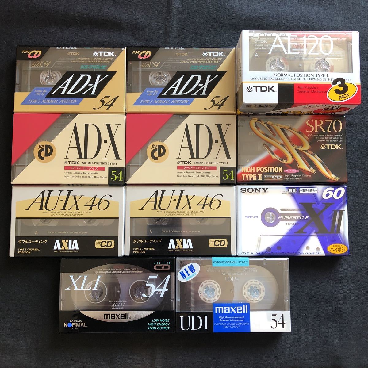 玉井購入ページ 新品未開封 TDK AE120/AD-X54/SR70 maxell UDⅠ 54/XLⅠ 54 AXIA AU