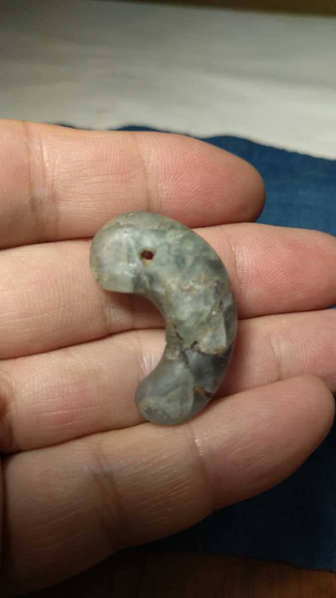 古墳期 出土 本水晶勾玉 水晶 縄文時代 弥生 石器 土器 翡翠勾玉 根付